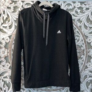 Adidas Gray Fleece Cowl Neck Pullover Hoodie Thumb Hole Zip Pocket Youth L 16-18